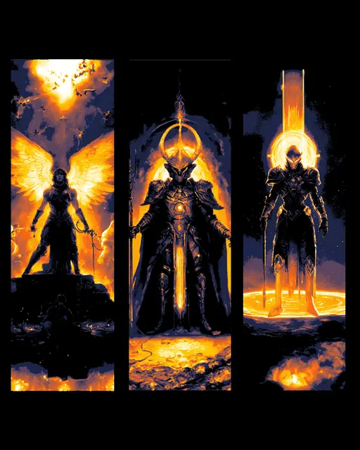 HueForge model: Birth of God Titans - The battle for all - Set of Bookmarks by BooneCo3d