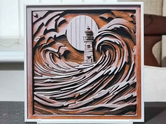 HueForge model: Wood Carving Lighthouse - HueForge 3 Color by BoDad