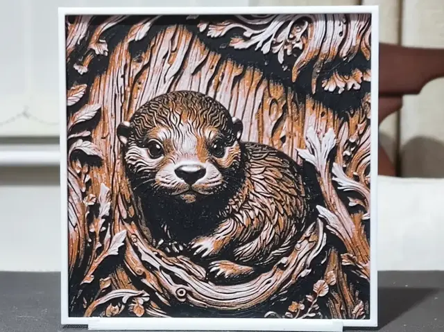 HueForge model: Wood Carving Baby Otter - HueForge 3 Color by BoDad