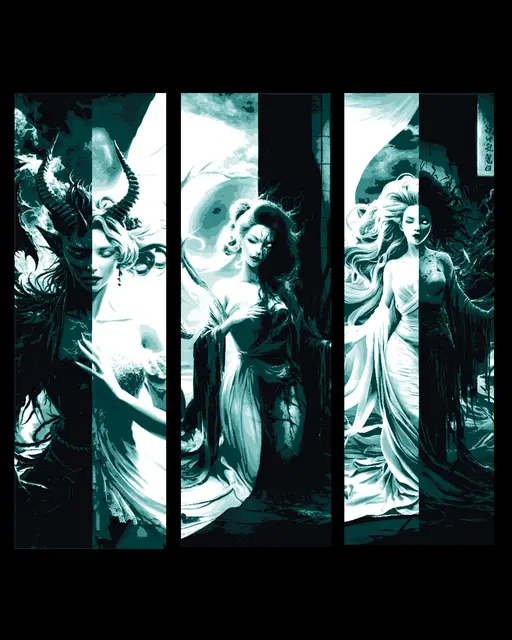HueForge model: Polarity - Light and dark or Good and Evil - portrait of life - Set of bookmarks by BooneCo3d