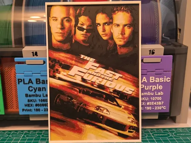 HueForge model: The Fast and the Furious Movie Poster - Hueforge by Lumpy3D