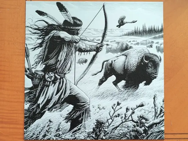 HueForge model: Native American Hunting Bison Hueforge by Sarge
