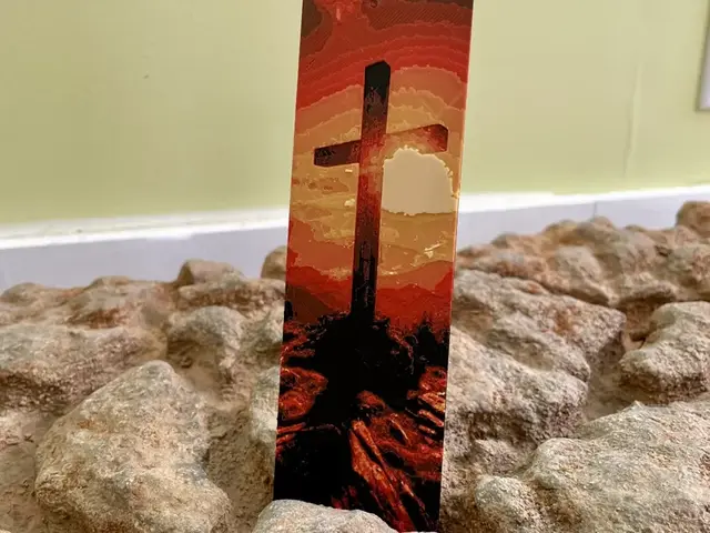 HueForge model: Mountain Sunrise Cross Bookmark by 3D_Forged