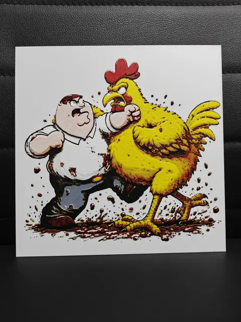 HueForge model: Peter Griffin vs Ernie the Giant Chicken by TheHueforgeLady