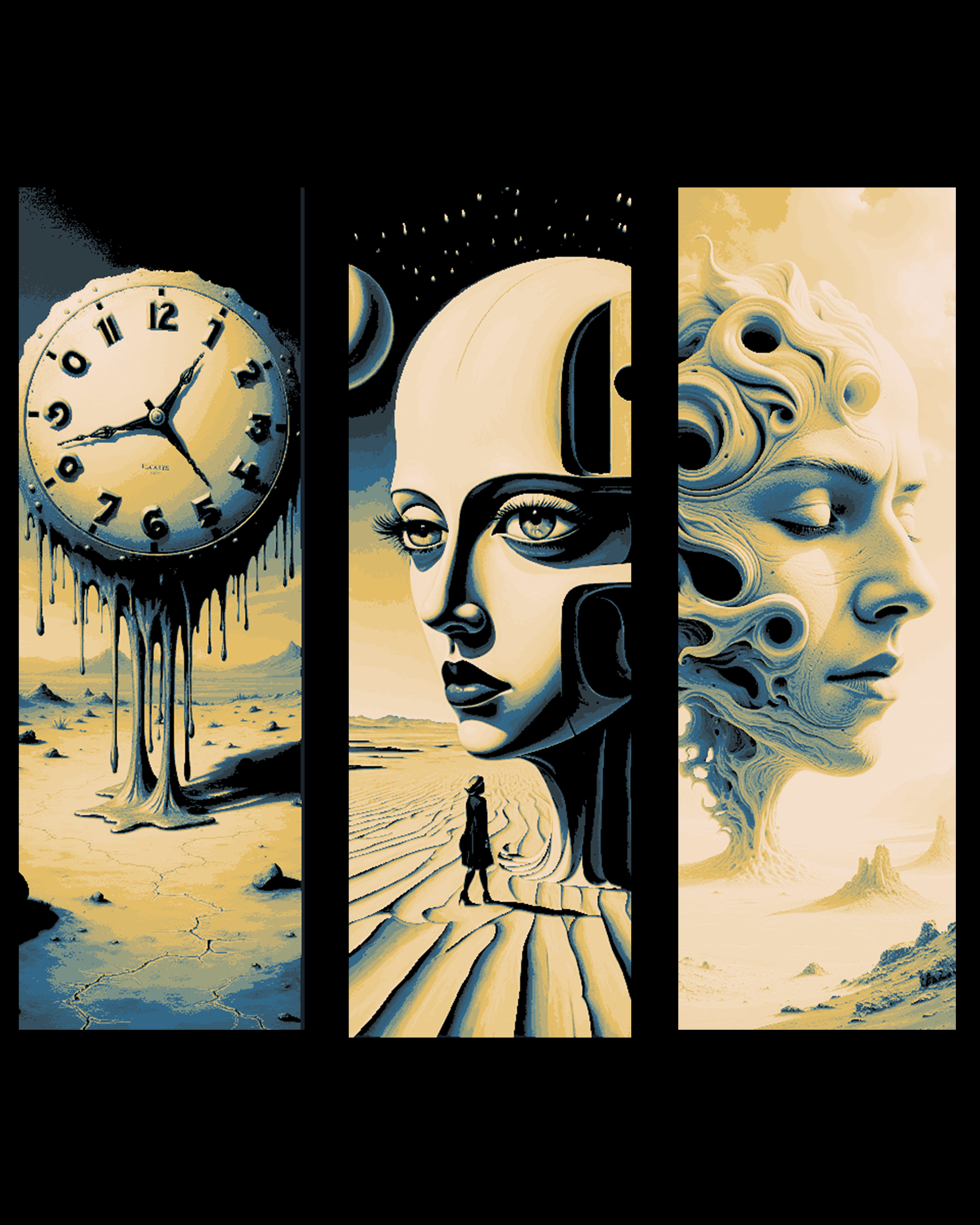 The world of sand and the twisted mind - Salvador Dali inspiration set of bookmarks by BooneCo3d HueForge model: The world of sand and the twisted mind - Salvador Dali inspiration set of bookmarks by BooneCo3d