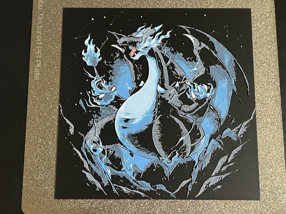 Charizard Mega X Pokemon Hueforge by FantasyZ HueForge model: Charizard Mega X Pokemon Hueforge by FantasyZ