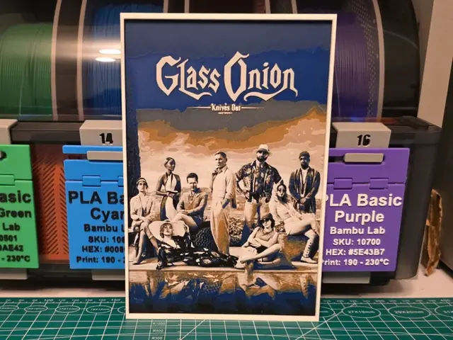 HueForge model: Glass Onion: A Knives Out Mystery Movie Poster by Lumpy3D