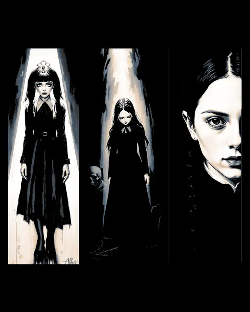 HueForge model: Fanart depictions of the character Wednesday Addams - Set of Bookmarks by BooneCo3d
