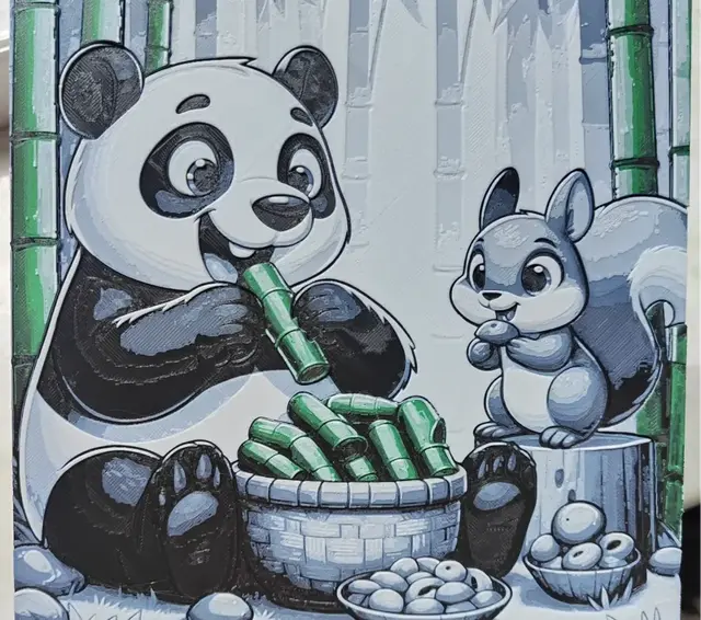 HueForge model: Panda with Squirrel - Hueforge by BeaN