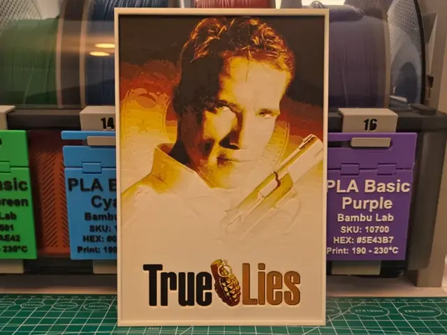 HueForge model: True Lies Movie Poster - Hueforge Art by Lumpy3D