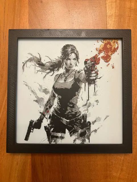 HueForge model: Tomb Raider's Lara Croft by JustBe 3D Printing