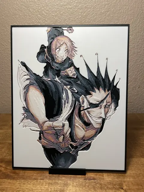 HueForge model: Kenpachi and Yachiru by Cloudy Nostalgia