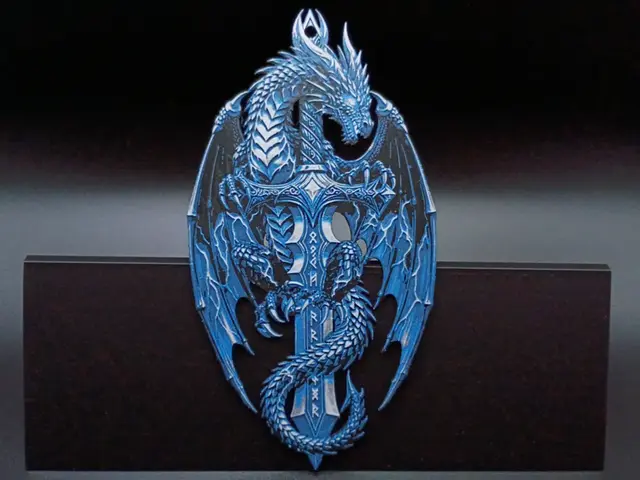 HueForge model: Dragon x Sword Ice Blue Bookmark by 3djd