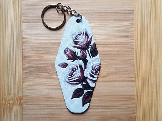 HueForge model: Hotel/Motel Style Keychain, Roses by Dame Jo