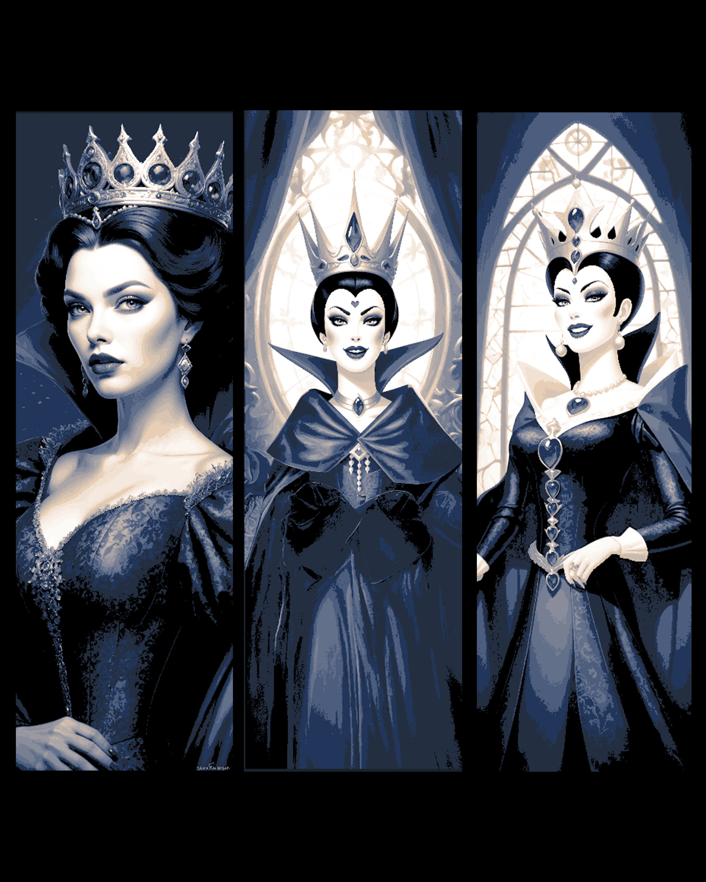 Fanart Set of Bookmarks - The Evil Queen from Snow White and the seven Dwarves by BooneCo3d HueForge model: Fanart Set of Bookmarks - The Evil Queen from Snow White and the seven Dwarves by BooneCo3d