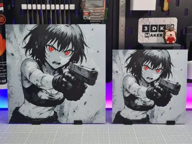 HueForge model: Girl Anime Gun – Hueforge – 4 Colors (custom eye) by Montoya Maker