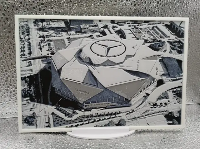 HueForge model: Atlanta Falcons – Mercedes-Benz Stadium Hueforge by Borishotch Industries