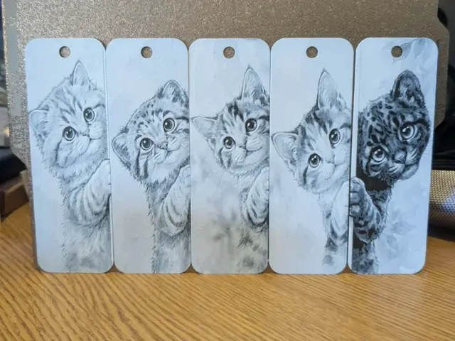 HueForge model: Set of 5 Peeking cats bookmarks by 3dGlow