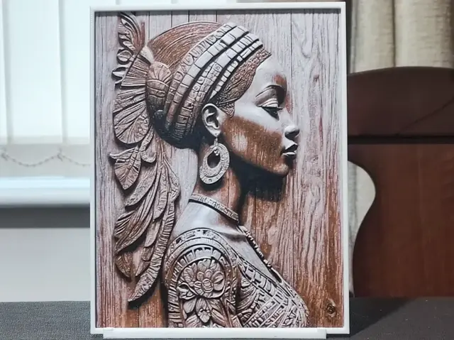 HueForge model: Carved African Beauty - HueForge 3 Color by BoDad