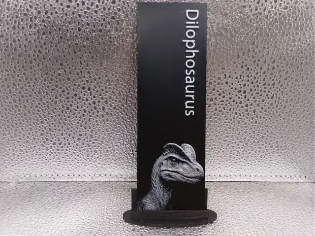HueForge model: Dilophosaurus Bookmark hueforge by Borishotch Industries