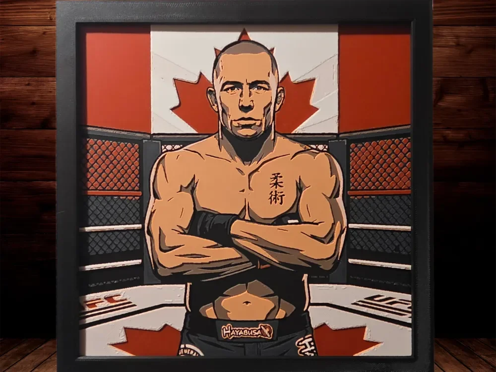 Georges St-Pierre (GSP) - UFC Fighter - 200x200 HF by Side Quest Hues HueForge model: Georges St-Pierre (GSP) - UFC Fighter - 200x200 HF by Side Quest Hues