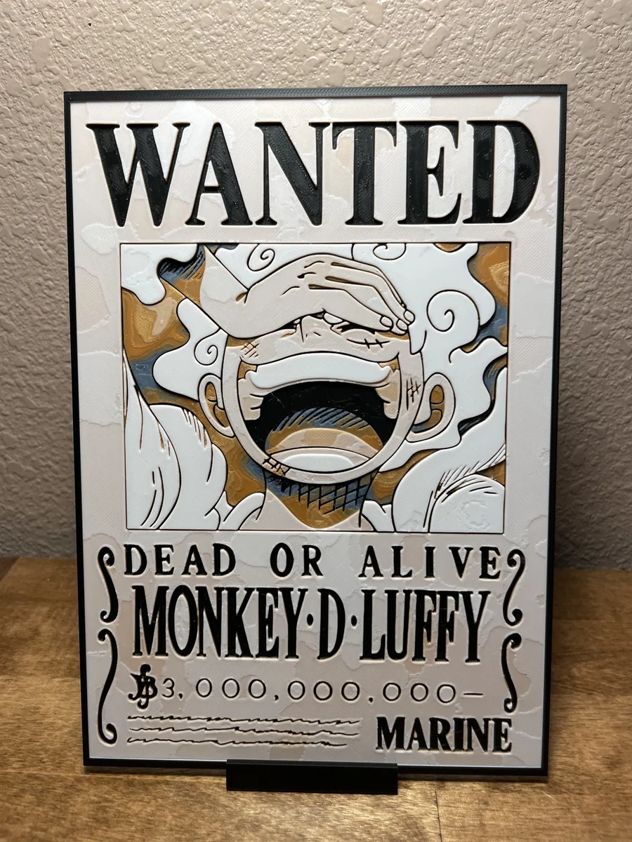 Luffy - Wanted Poster by Cloudy Nostalgia HueForge model: Luffy - Wanted Poster by Cloudy Nostalgia