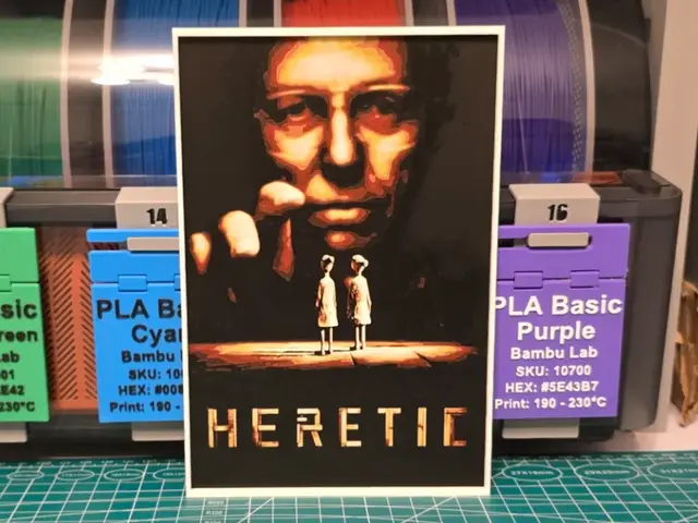 HueForge model: Heretic Movie Poster - Hueforge Art by Lumpy3D