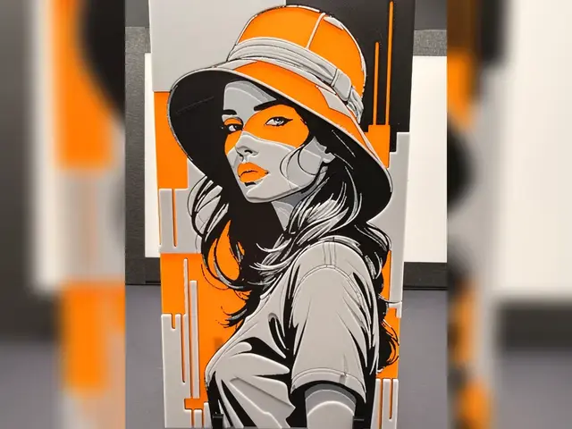 HueForge model: Orange Pop Art Woman hueforge Portrait by iPrintStuffau