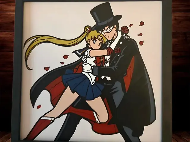 HueForge model: Sailor Moon and Tuxedo Mask by Side Quest Hues