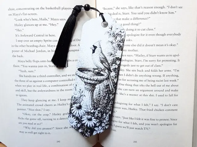 HueForge model: Bookmark, Bird Bath, Cardinal by Dame Jo