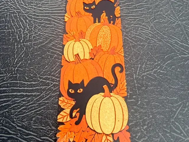 pumpkin black cat bookmark halloween