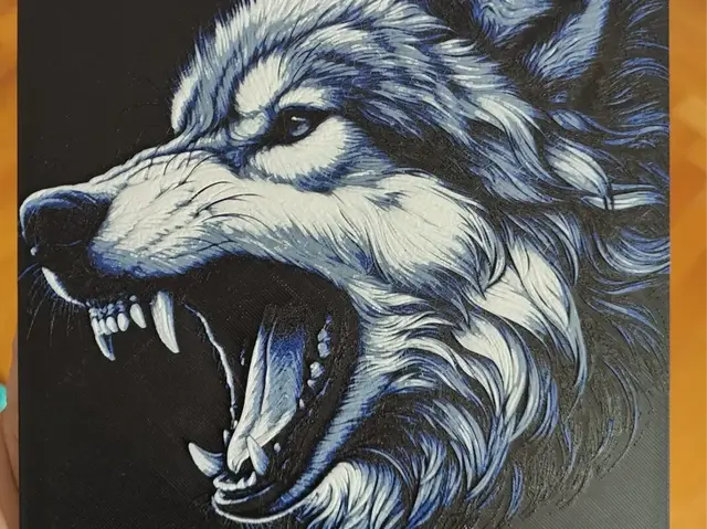 HueForge model: Ferocious Wolf in Blue - Hueforge by BeaN