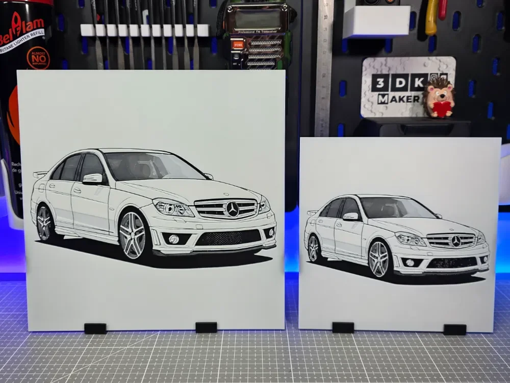 Mercedes W204 AMG - Hueforge - 3 Colors by Montoya Maker HueForge model: Mercedes W204 AMG - Hueforge - 3 Colors by Montoya Maker