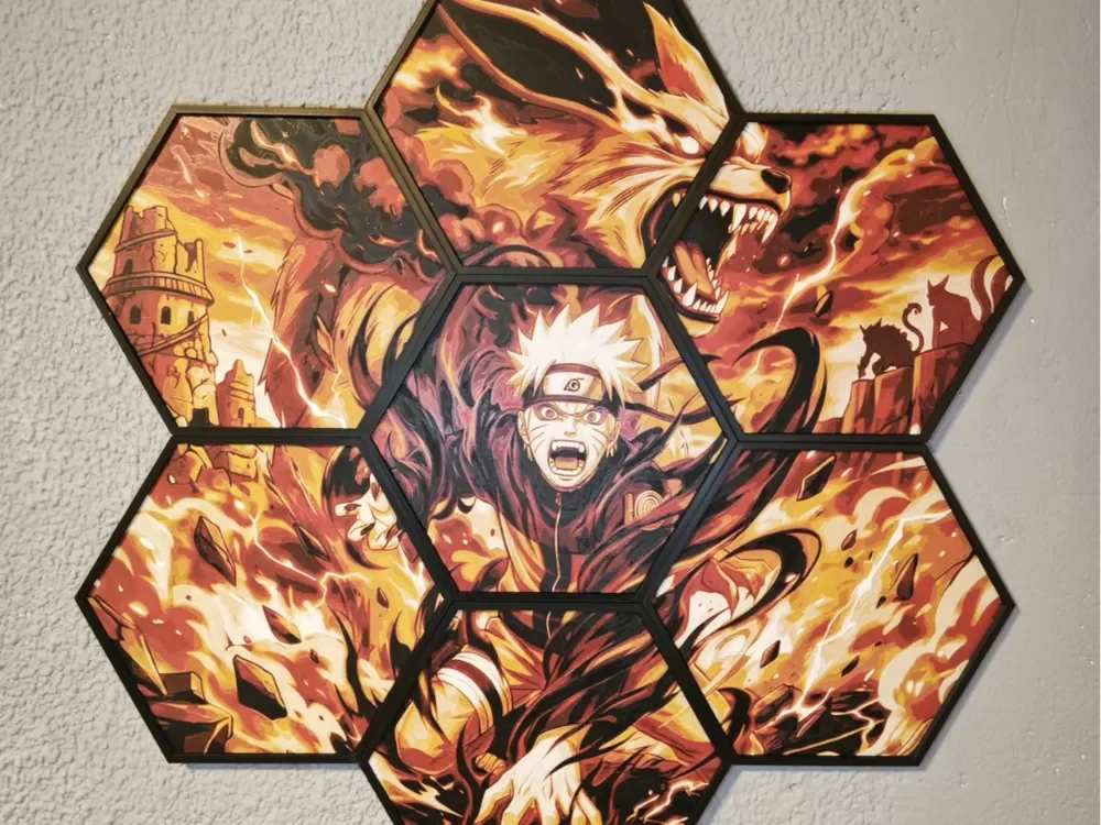 Naruto + Kurama Honeycomb Poster by JGz3DMaker HueForge model: Naruto + Kurama Honeycomb Poster by JGz3DMaker