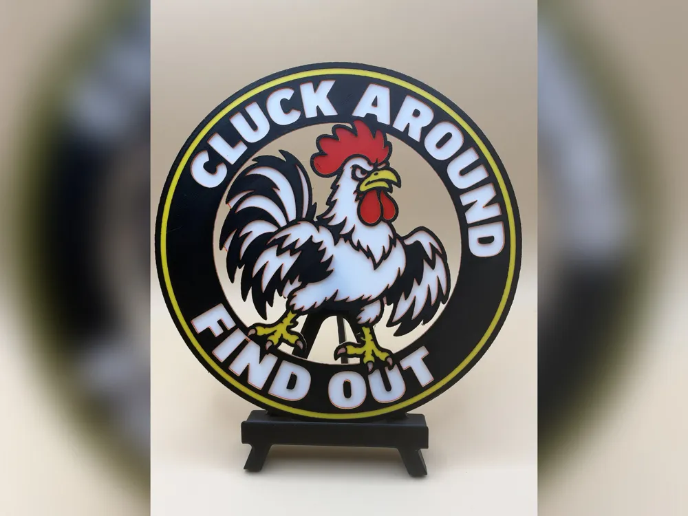 Cluck Around Find Out Rooster HueForge Print by Thadius HueForge model: Cluck Around Find Out Rooster HueForge Print by Thadius