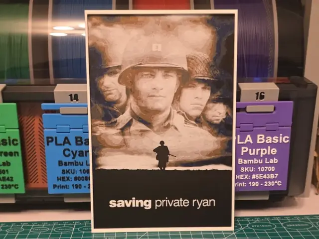 HueForge model: Saving Private Ryan Movie Poster - Hueforge Art by Lumpy3D