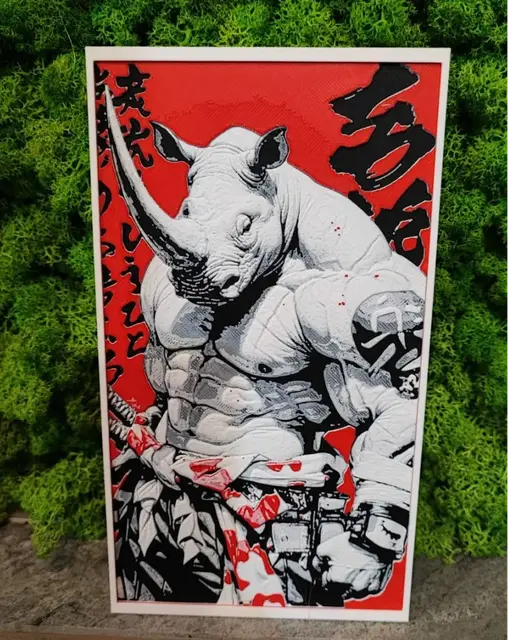 HueForge model: Rhino Warrior by Garuda3D