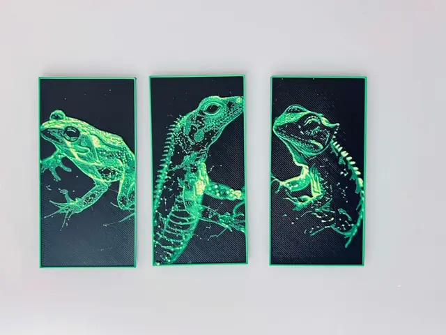 HueForge model: Glow: Green Animals - Bookmark Set by 3djd