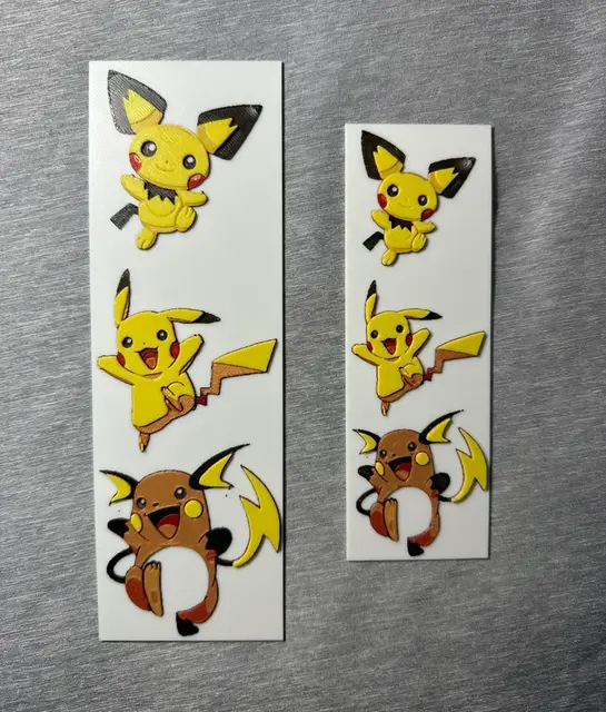 HueForge model: Pikachu Evolution Hueforge Bookmarks - 2 sizes by Hey Ben