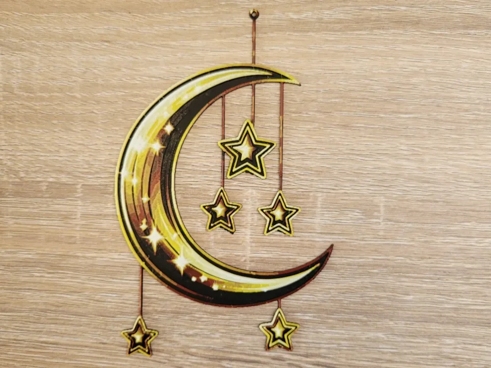 Moon with Star Decoration - Hueforge by Vincent111 HueForge model: Moon with Star Decoration - Hueforge by Vincent111