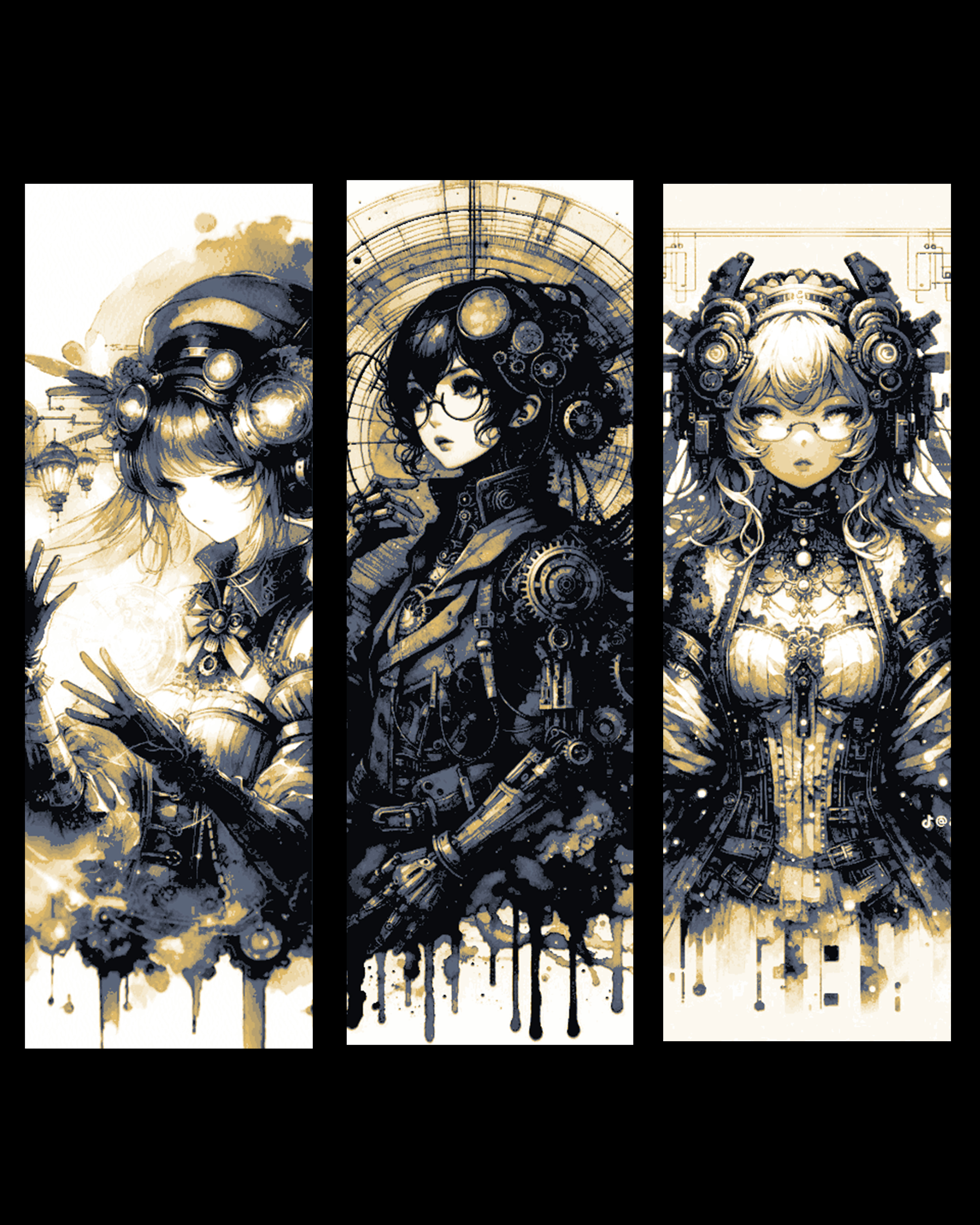 The mechanical and strange world of steampunk - Set of bookmarks by BooneCo3d HueForge model: The mechanical and strange world of steampunk - Set of bookmarks by BooneCo3d