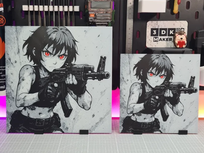 Girl Anime AK – Hueforge – 4 Colors by Montoya Maker HueForge model: Girl Anime AK – Hueforge – 4 Colors by Montoya Maker