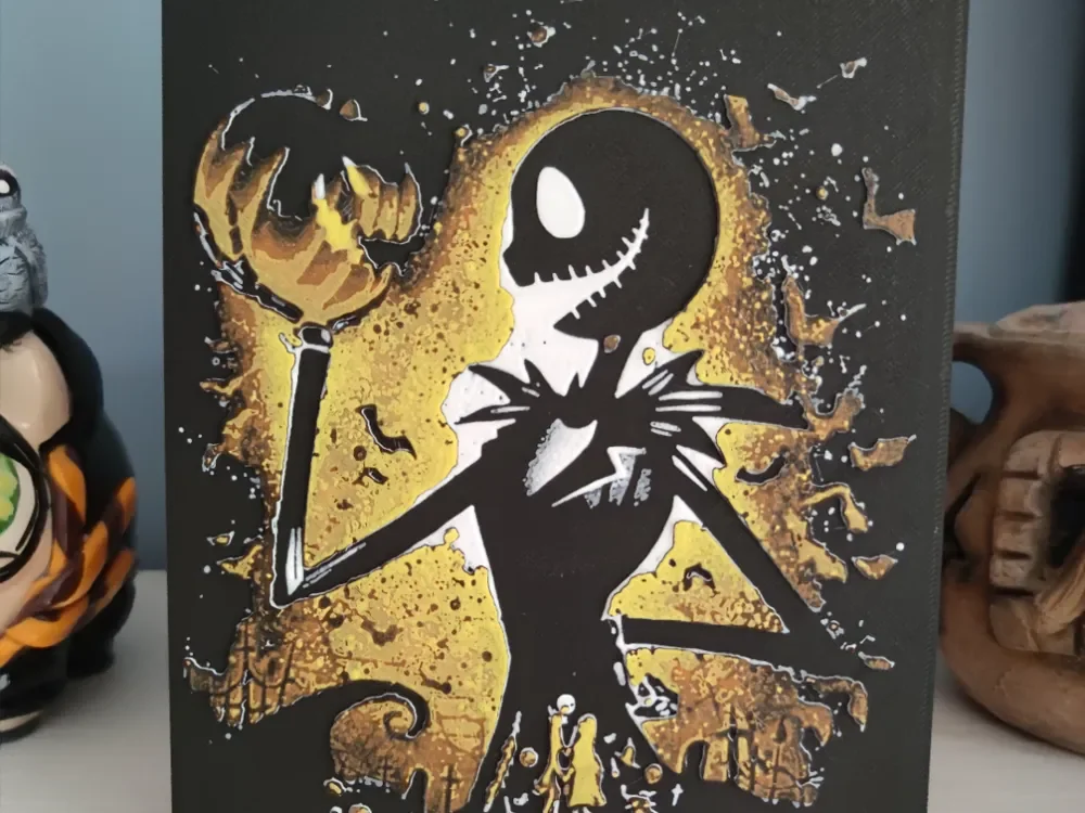 Hueforge Jack Skellington and his pumpkin by Litolunar HueForge model: Hueforge Jack Skellington and his pumpkin by Litolunar