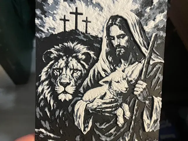 HueForge model: Jesus with Lion and Lamb Hueforge by Advancedtechworldwide