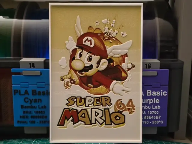 HueForge model: Super Mario 64 Poster – Hueforge Art by Lumpy3D