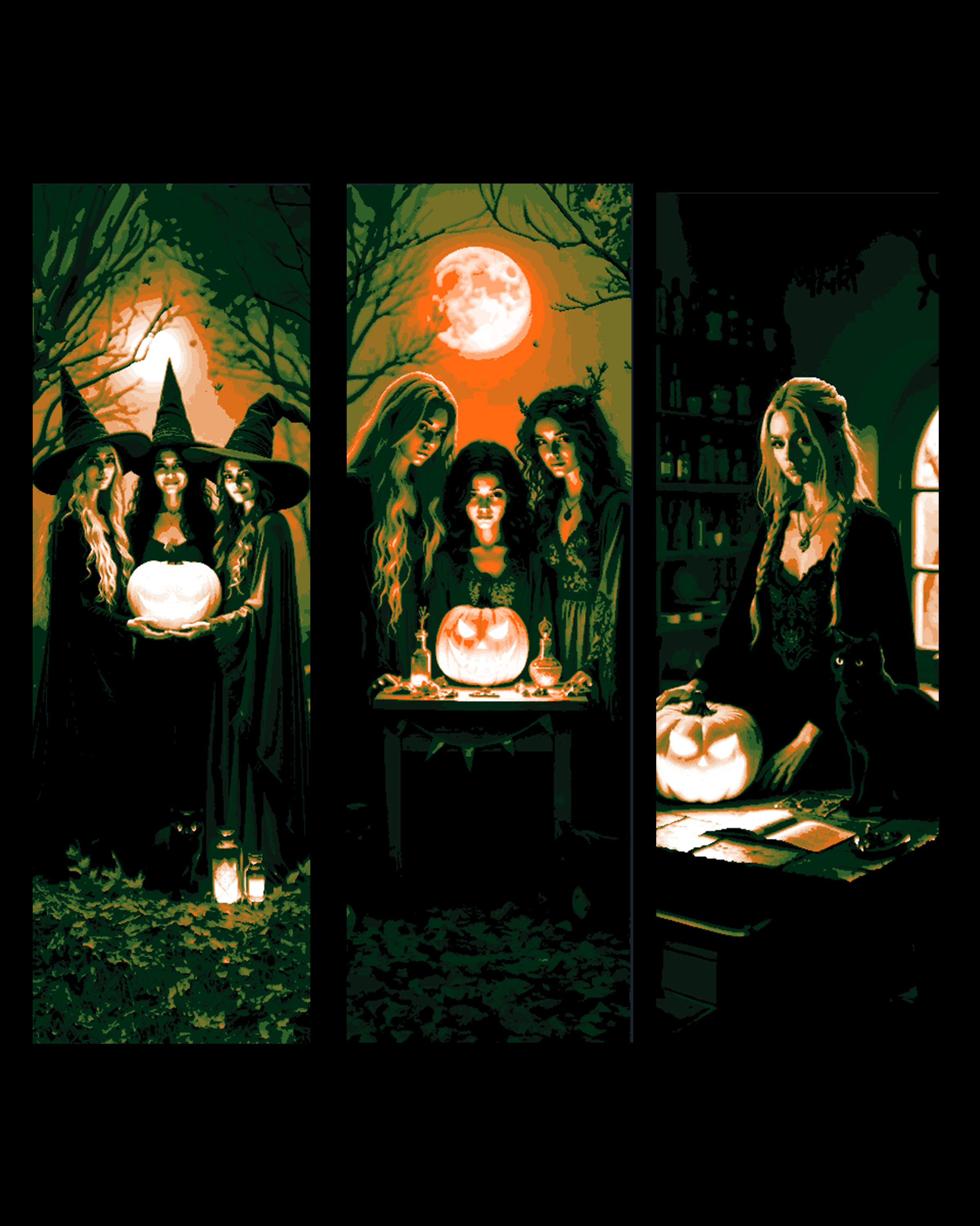 The forest mystic witches enjoying all hallow's eve - Set of bookmarks by BooneCo3d HueForge model: The forest mystic witches enjoying all hallow's eve - Set of bookmarks by BooneCo3d
