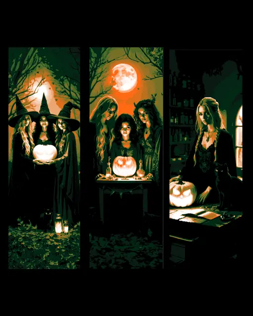 HueForge model: The forest mystic witches enjoying all hallow's eve - Set of bookmarks by BooneCo3d