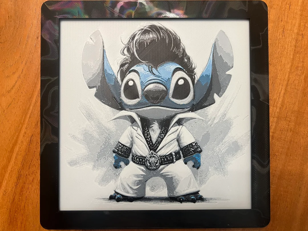 Stitch Dressed as Elvis by JustBe 3D Printing HueForge model: Stitch Dressed as Elvis by JustBe 3D Printing