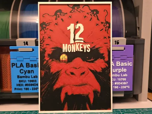HueForge model: 12 Monkeys Movie Poster - Hueforge Art by Lumpy3D