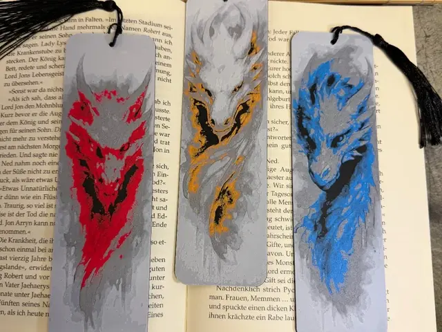 HueForge model: Elemental Dragon Bookmarks – Fire, Gold & Ice by Loupes